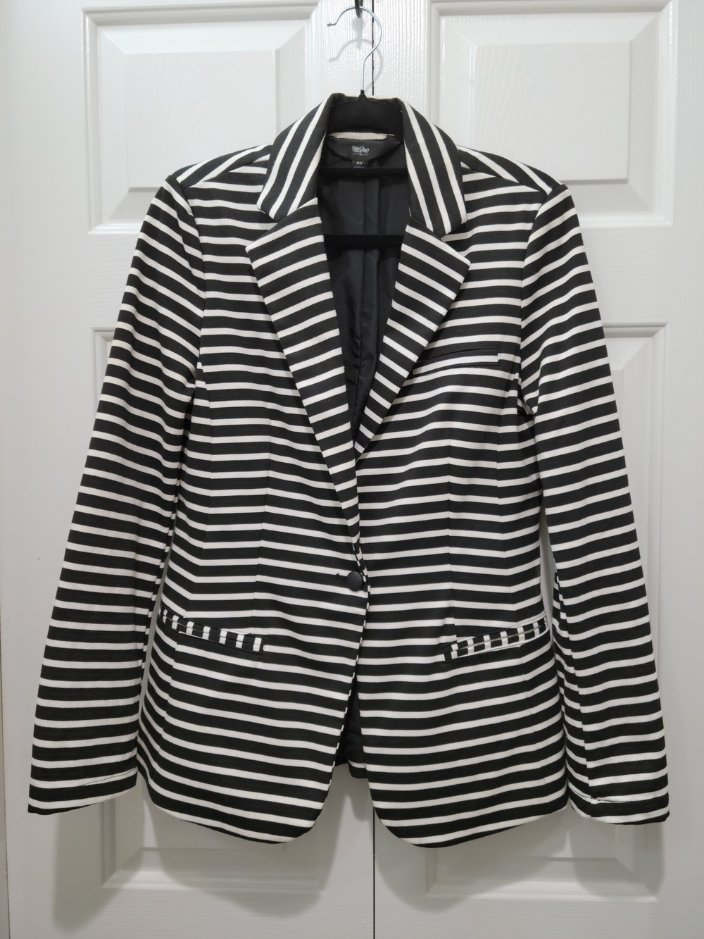 Mossimo Black and White Striped Women's Blazer Jacket